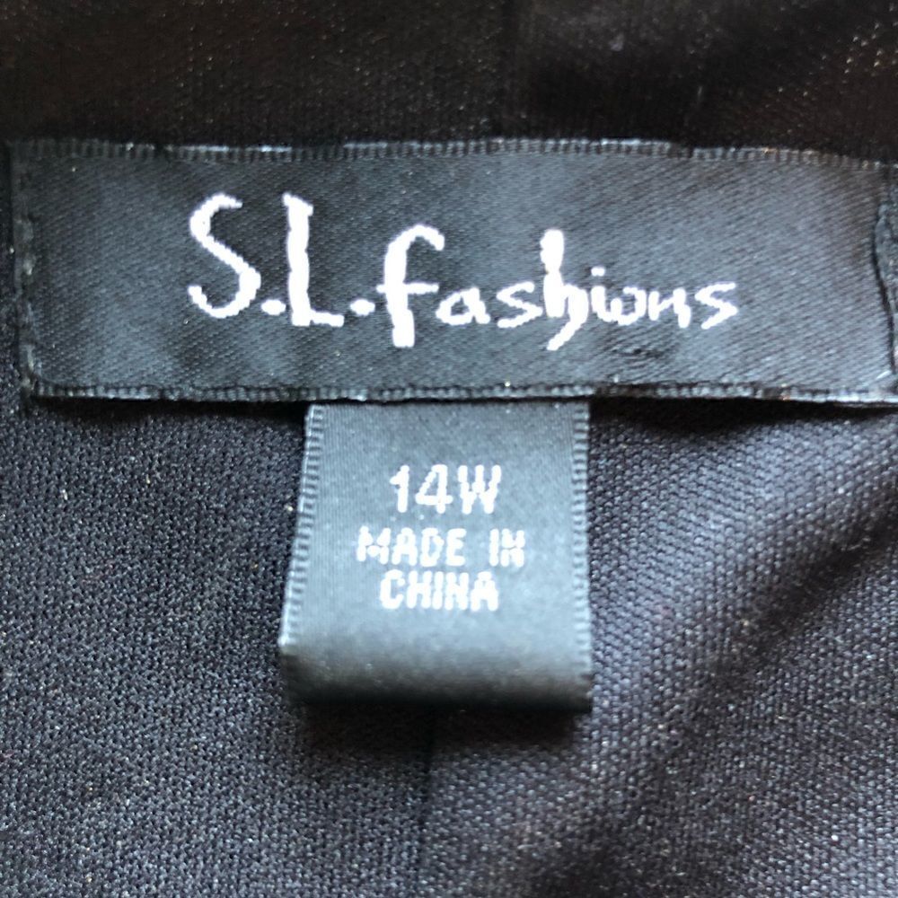 S.L. Fashions Midi Dress tiered ruffle sleeveless leopard print gold/black 14W - Picture 3 of 6